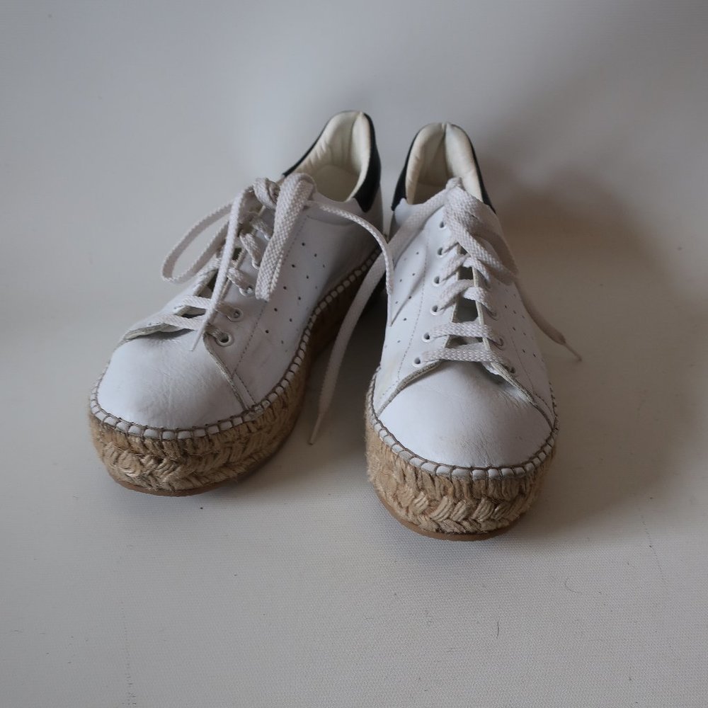 THE SHOE BOX WHITE LEATHER ESPADRILLE SNEAKER SZ 7*